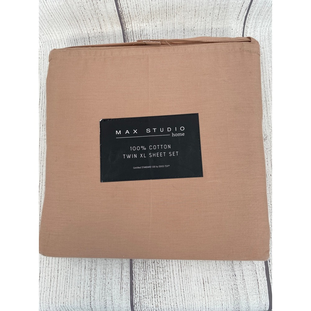 Max Studio Home Sheet Set Twin XL Clay Pink 100% Cotton 3pc Deep Pocket Soft